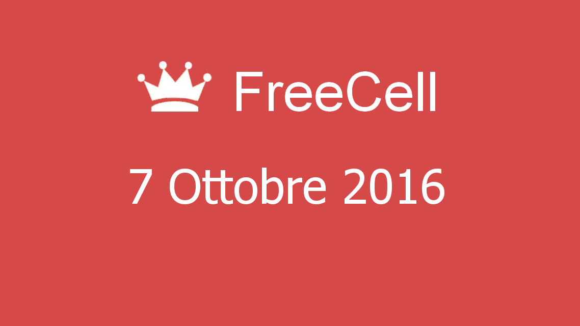Microsoft solitaire collection - FreeCell - 07. Ottobre 2016