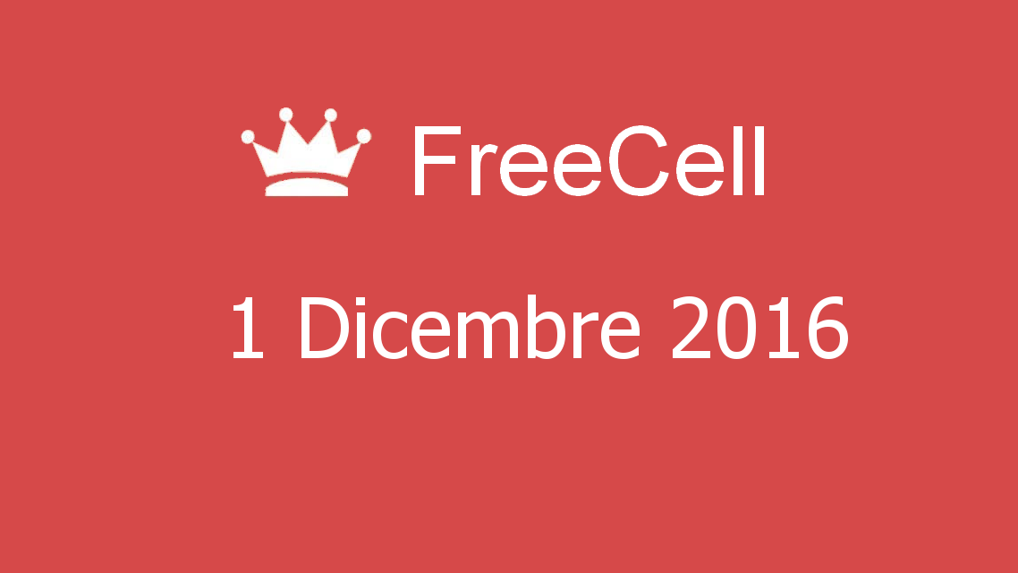 Microsoft solitaire collection - FreeCell - 01. Dicembre 2016