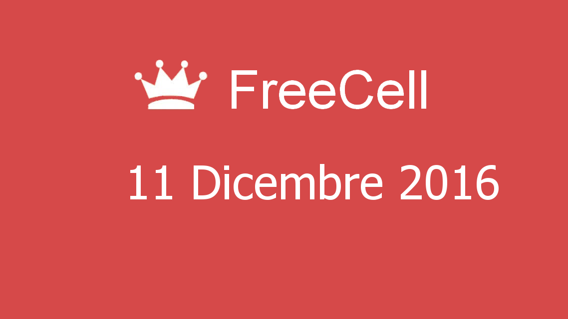 Microsoft solitaire collection - FreeCell - 11. Dicembre 2016