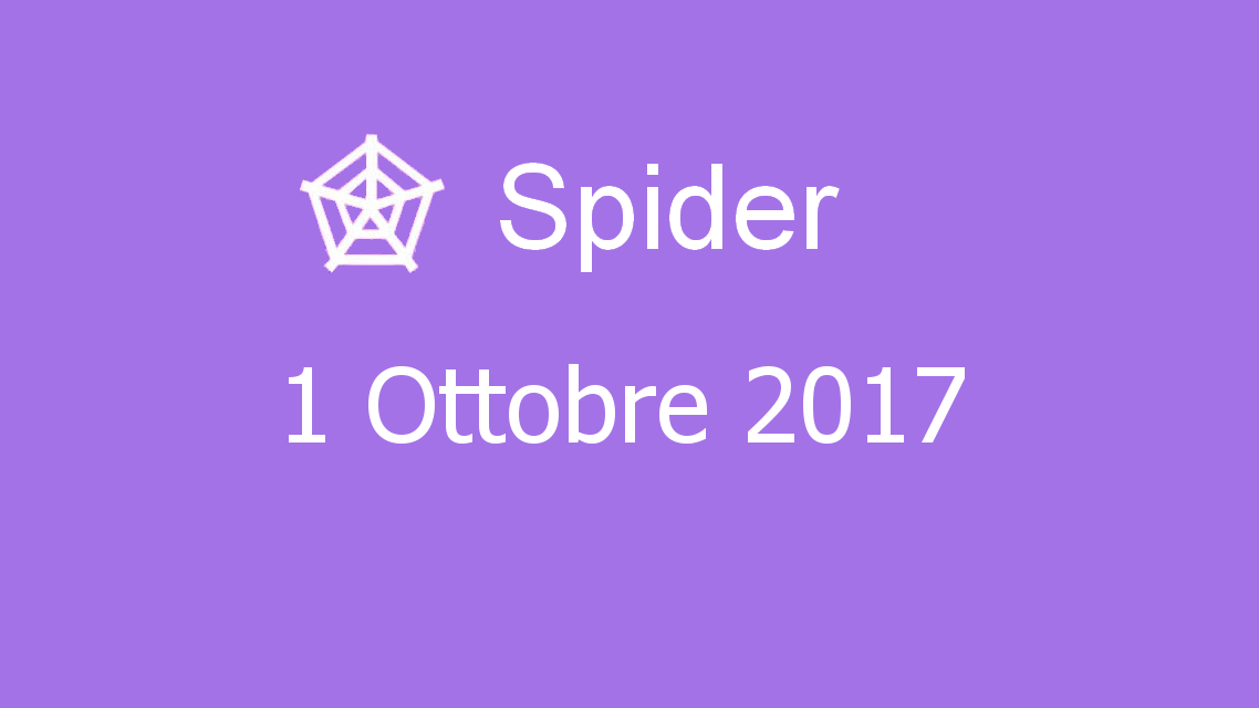 Microsoft solitaire collection - Spider - 01. Ottobre 2017