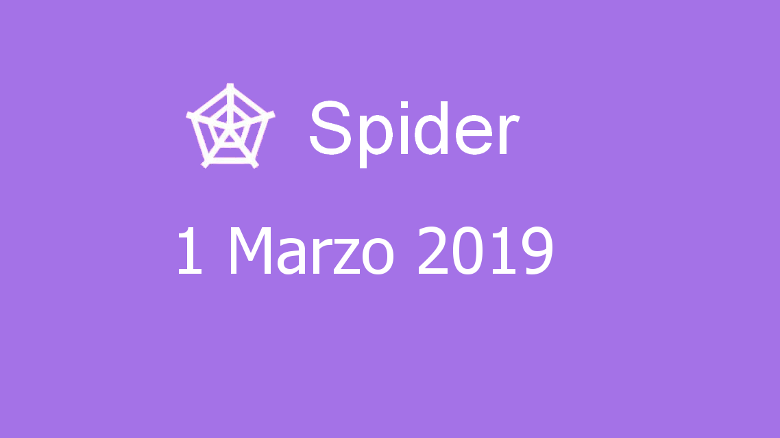 Microsoft solitaire collection - Spider - 01. Marzo 2019