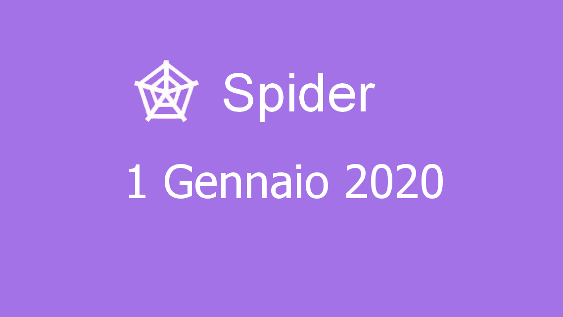 Microsoft solitaire collection - Spider - 01. Gennaio 2020