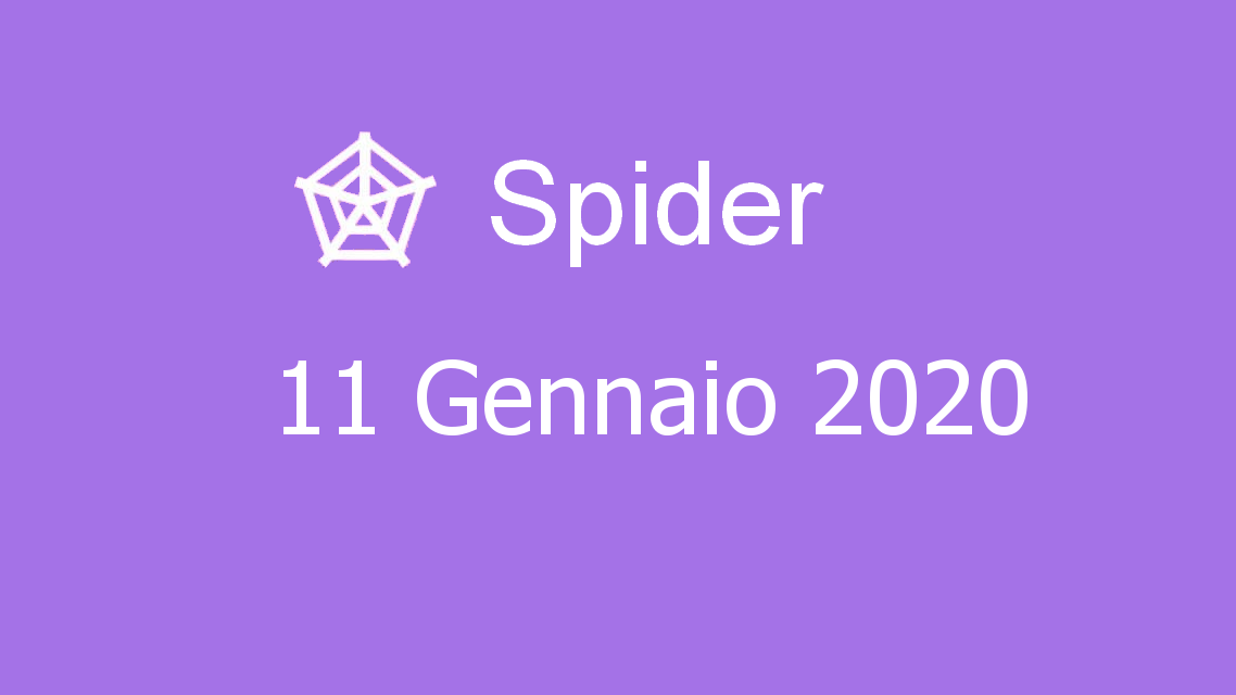 Microsoft solitaire collection - Spider - 11. Gennaio 2020
