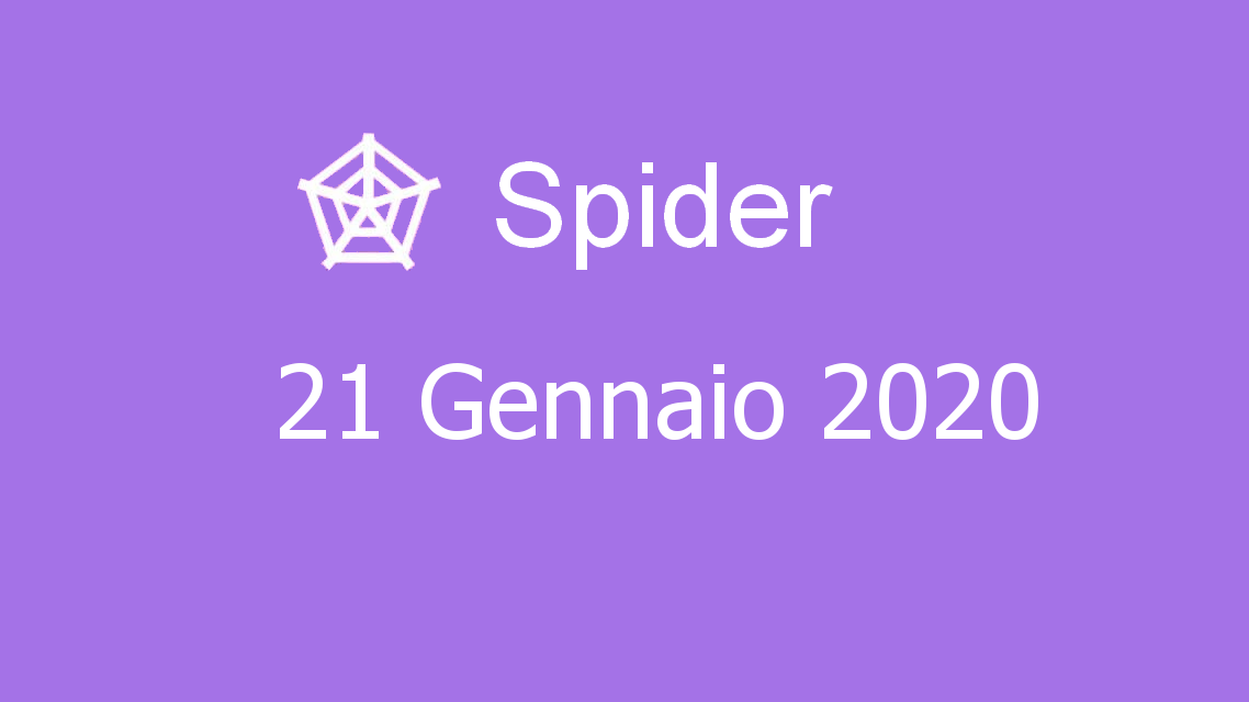 Microsoft solitaire collection - Spider - 21. Gennaio 2020