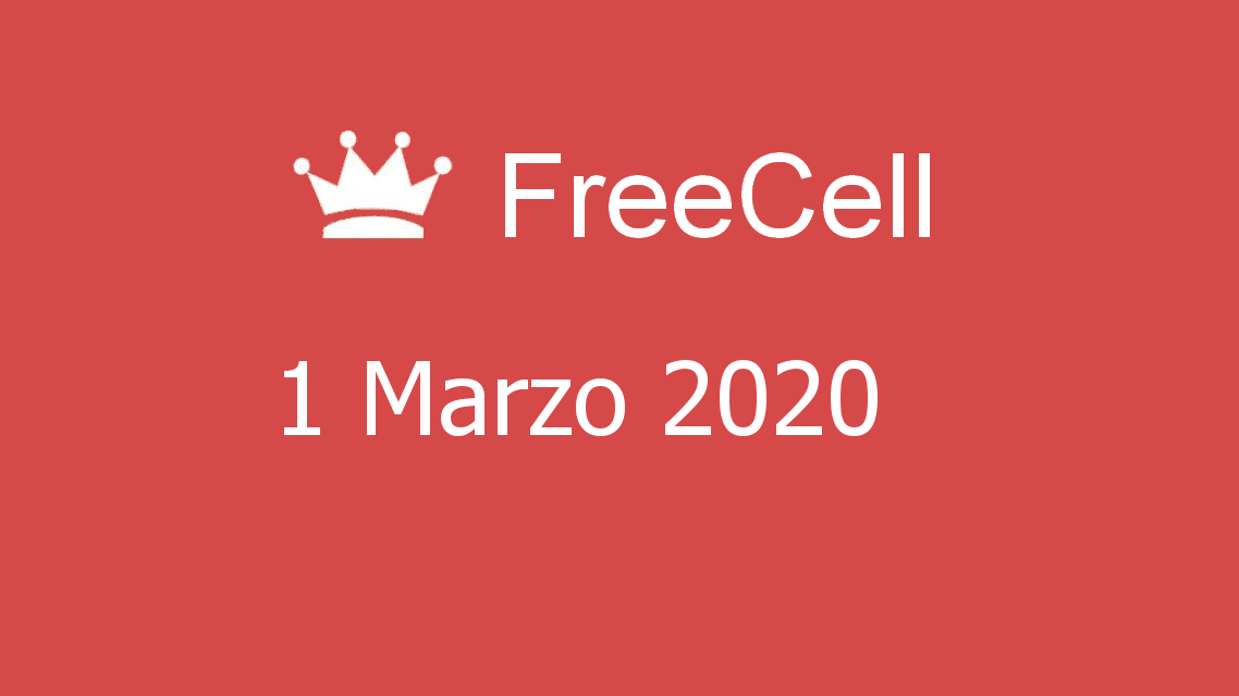 Microsoft solitaire collection - FreeCell - 01. Marzo 2020