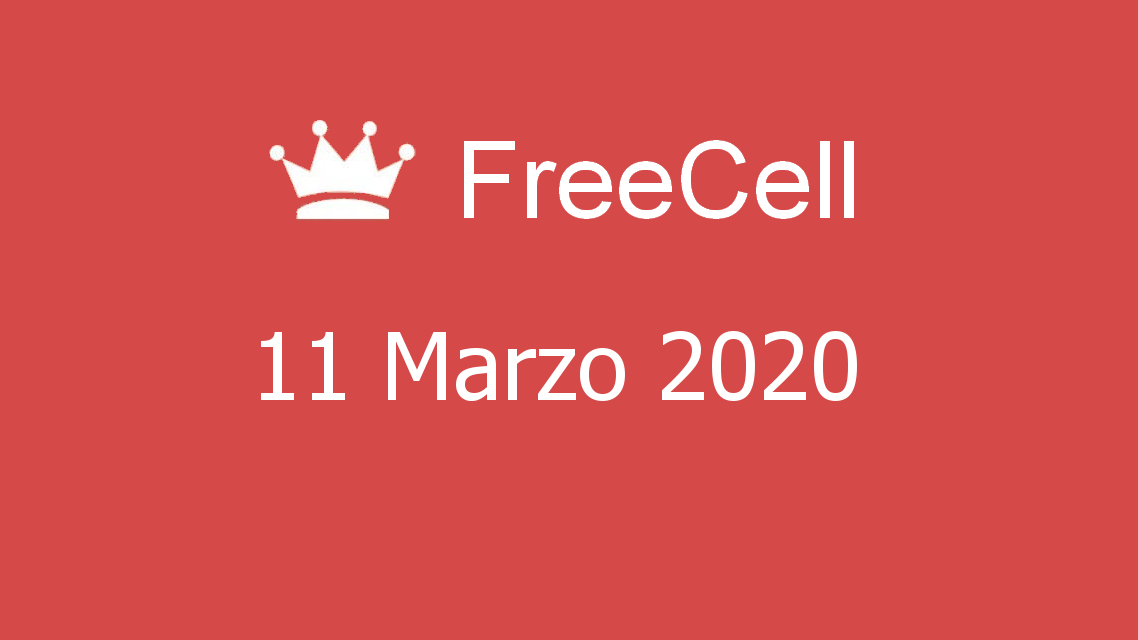 Microsoft solitaire collection - FreeCell - 11. Marzo 2020