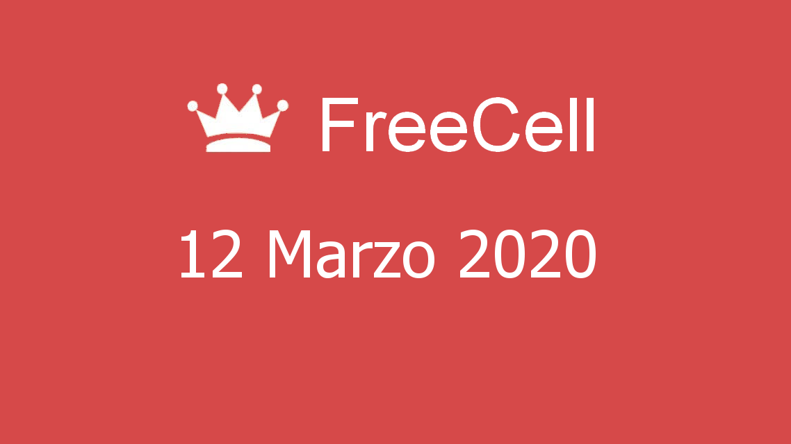 Microsoft solitaire collection - FreeCell - 12. Marzo 2020