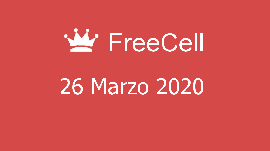 Microsoft solitaire collection - FreeCell - 26. Marzo 2020