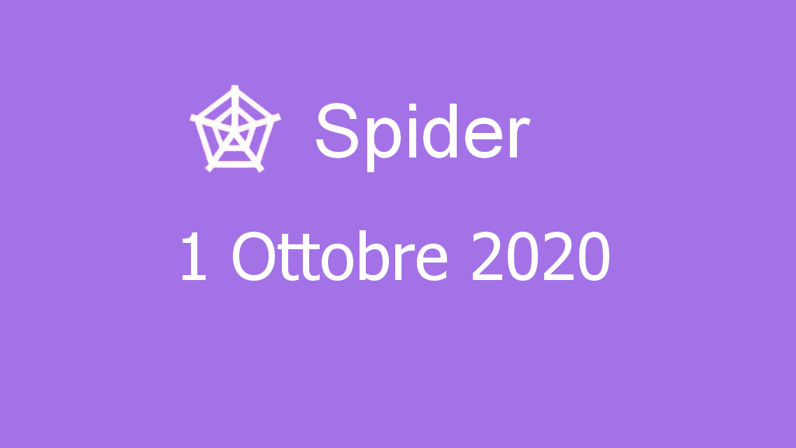 Microsoft solitaire collection - Spider - 01. Ottobre 2020