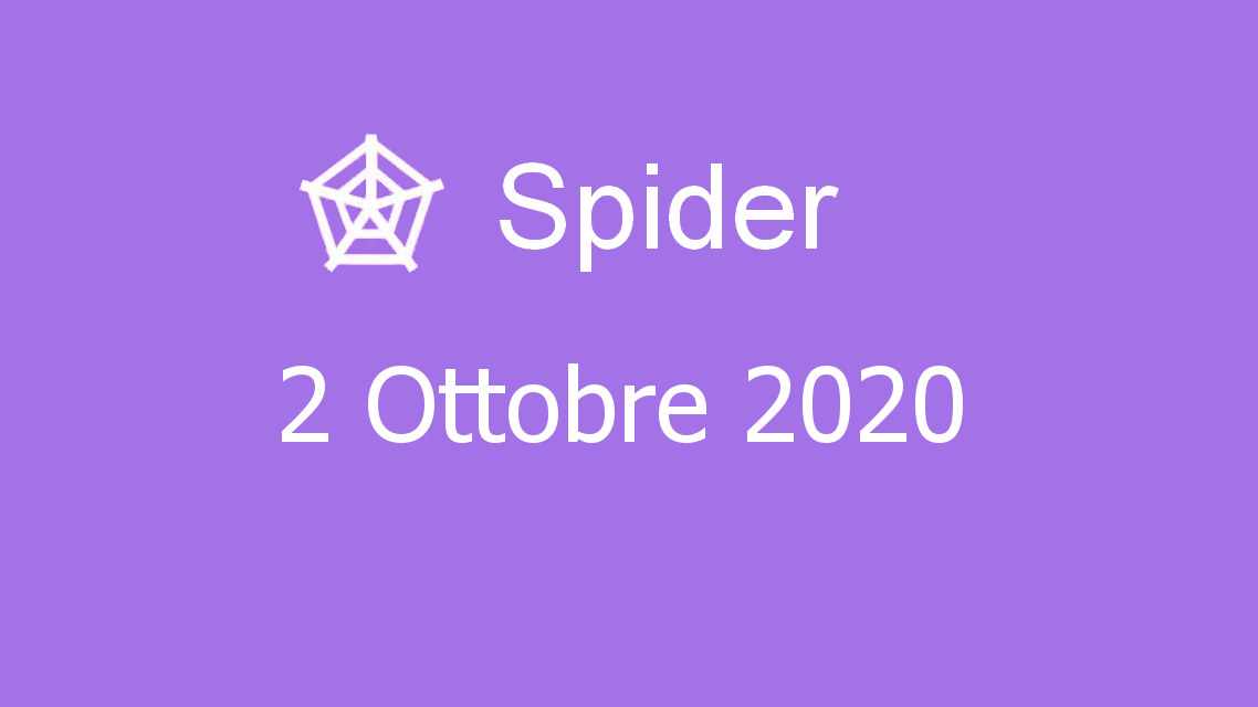 Microsoft solitaire collection - Spider - 02. Ottobre 2020