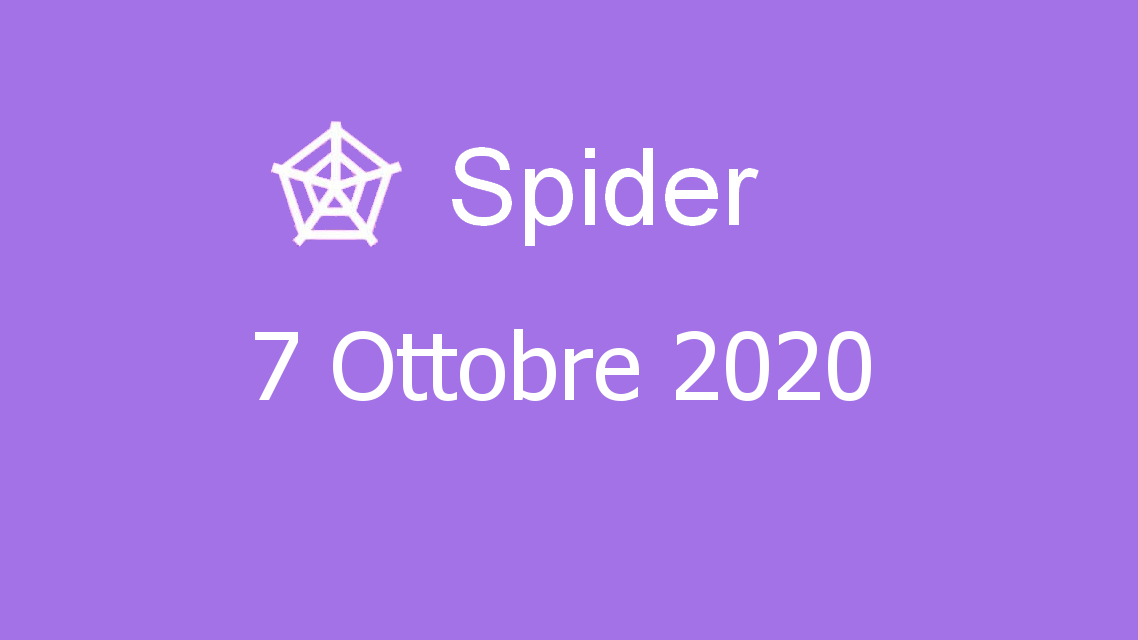 Microsoft solitaire collection - Spider - 07. Ottobre 2020